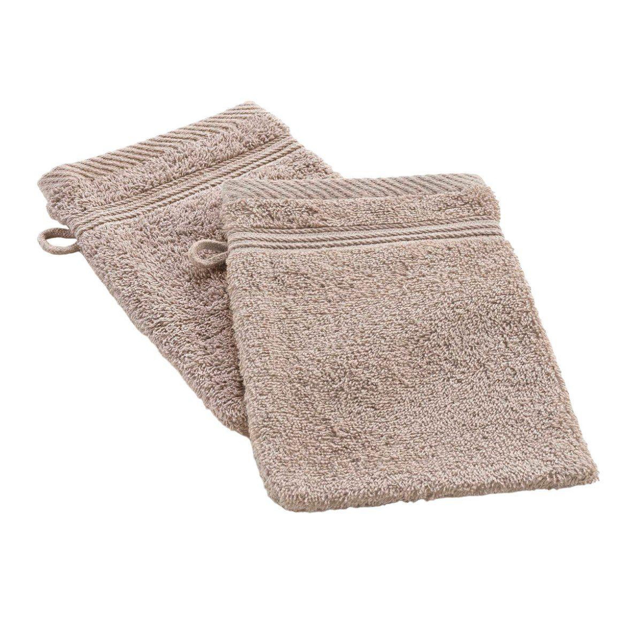 Douceur d'Intérieur Lot de 2 gants de toilette  tendresse  15x21cm taupe