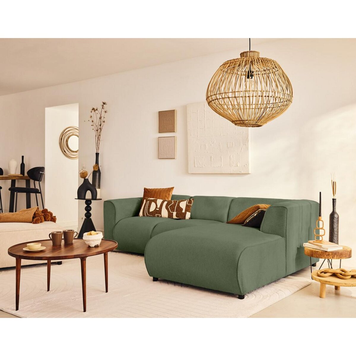 LISA DESIGN Suaro - canapé modulable d'angle droit 4 places en tissu texturé