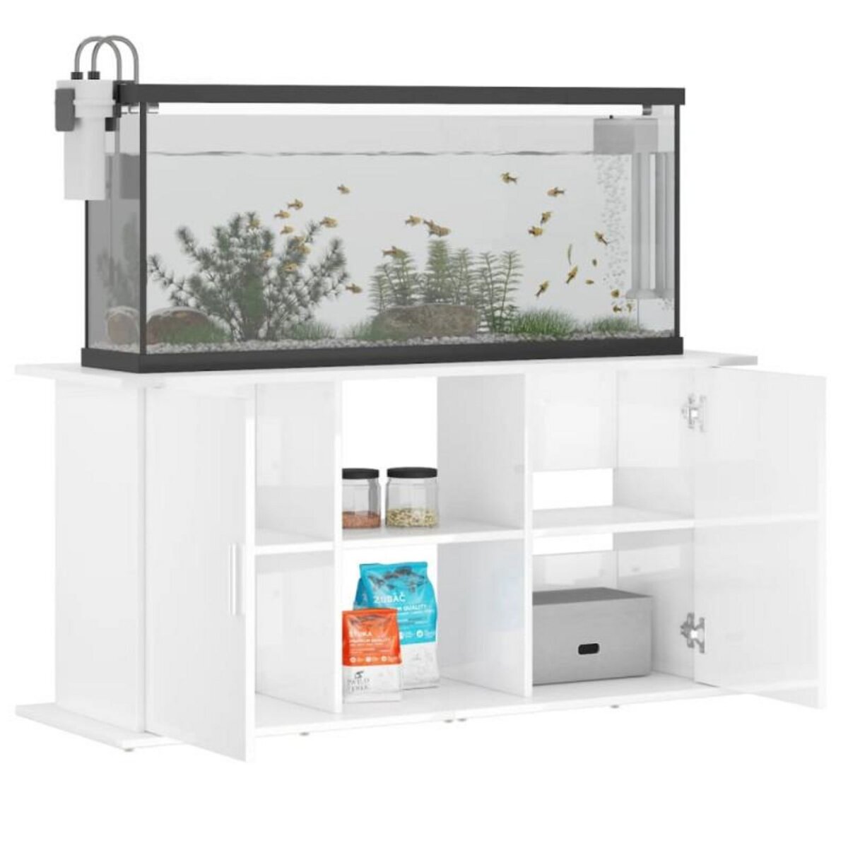 VIDAXL Support d aquarium blanc brillant 121x41x58cm bois d ingénierie