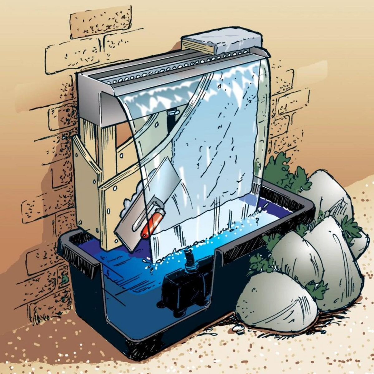 Ubbink Ubbink Ensemble de cascade Niagara 60 cm LED avec pompe