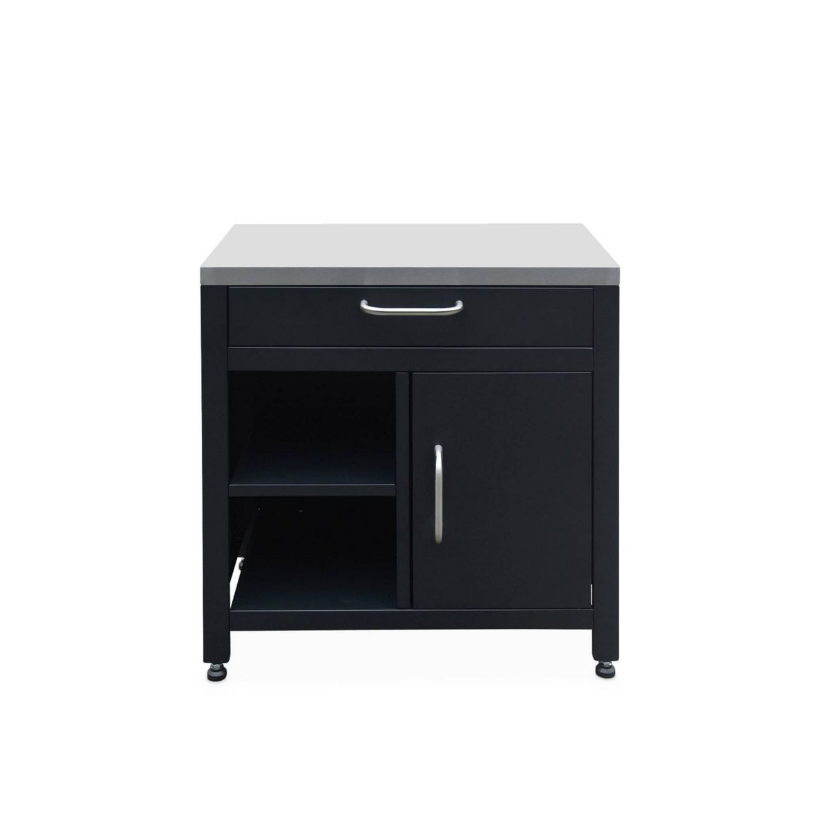 SWEEEK Meuble de cuisine extérieure en acier L80cm avec 1 tiroir. 1 porte et 2 étagères de rangement