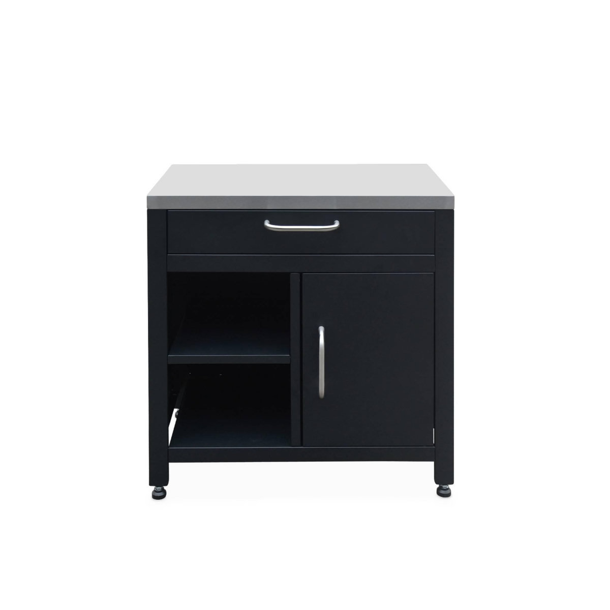 SWEEEK Meuble de cuisine extérieure en acier L80cm avec 1 tiroir. 1 porte et 2 étagères de rangement