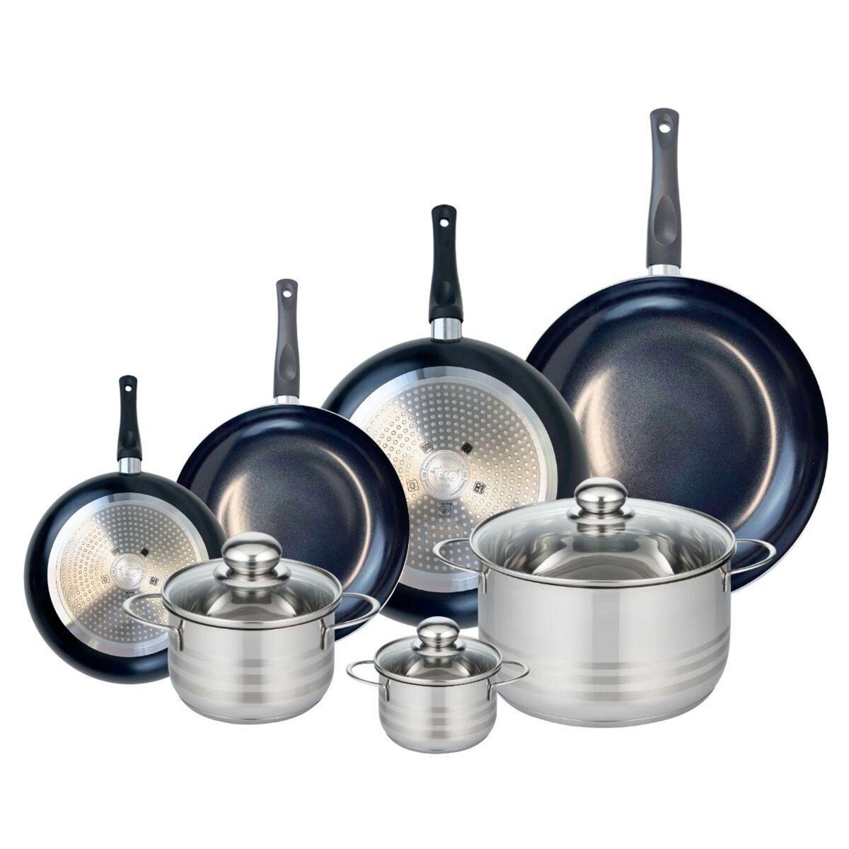 ELO Ensemble de 4 Poêles de cuisson 20, 24, 28 et 32 cm et 3 faitouts 12, 16 et 24 cm Elo Prima Brillant