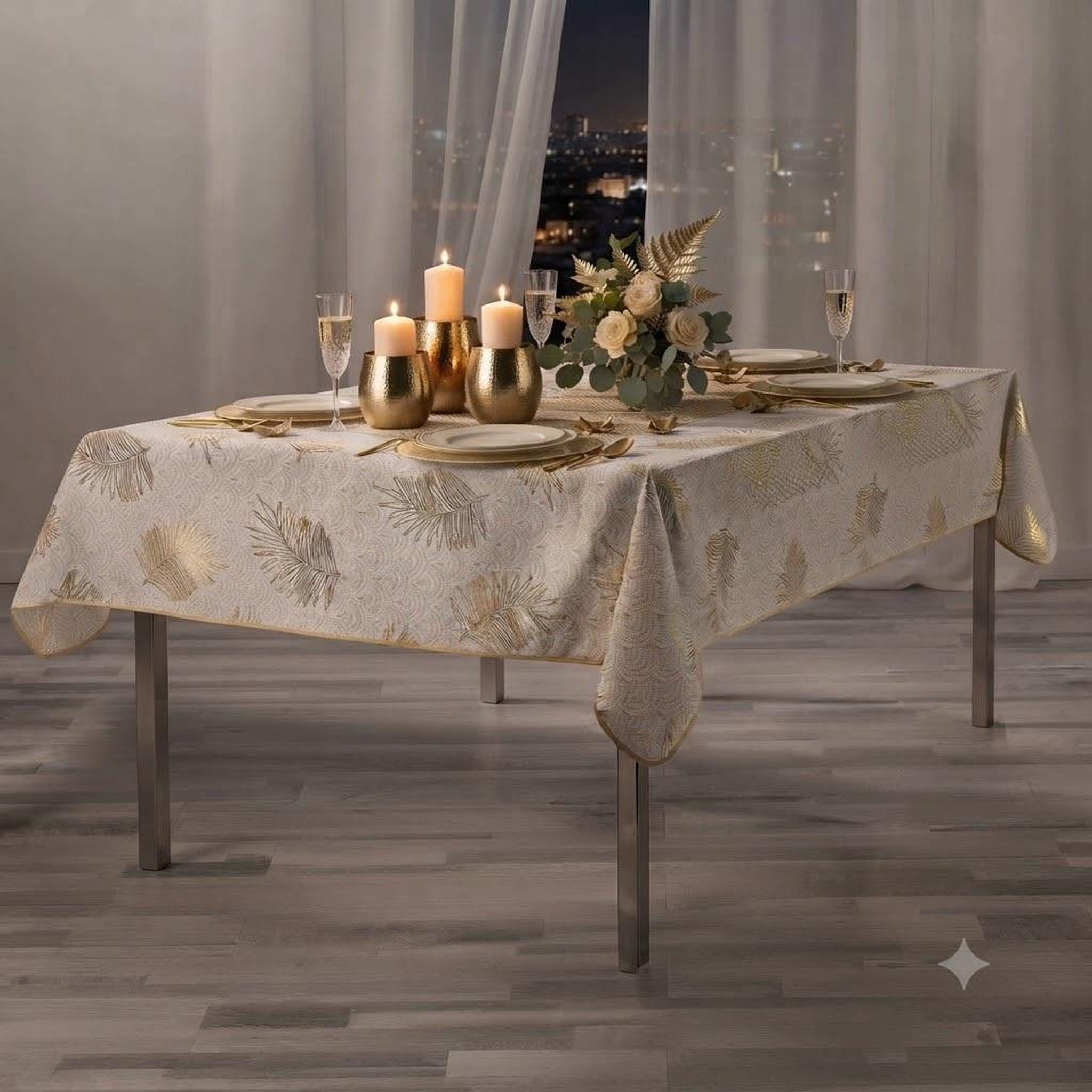 Voir la diapositive 5 : Eden Nappe metallise sunny gold design et moderne