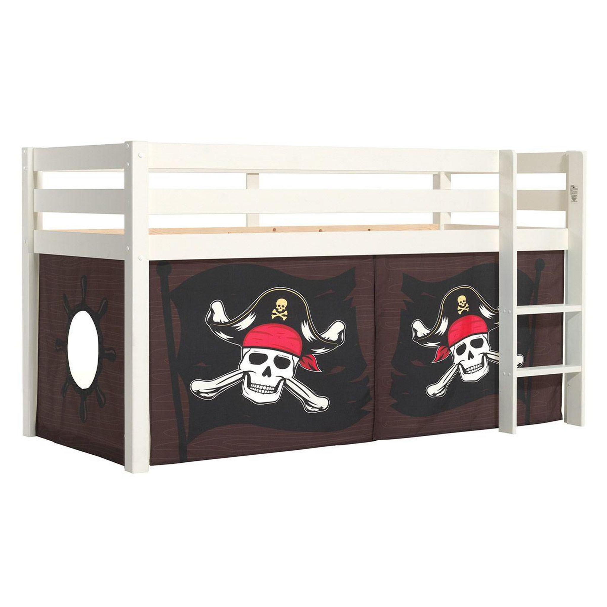 Paris Prix Lit enfant surélevé  pino caribian pirates  90x200cm blanc