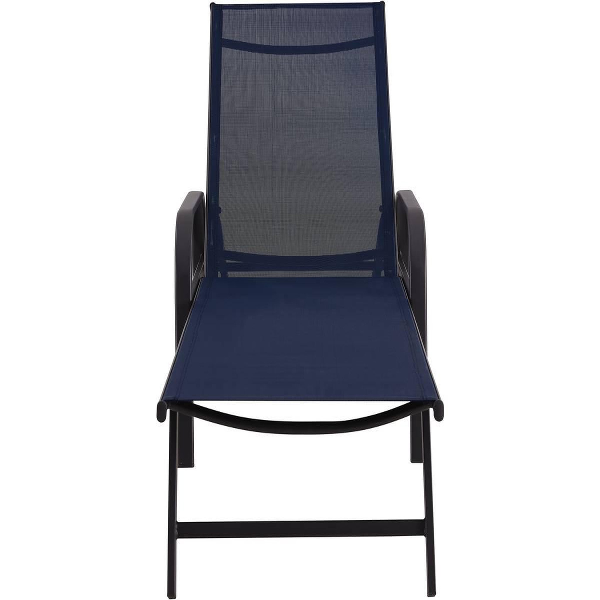 Voir la diapositive 2 : Habitat et Jardin Lot de 2 bains de soleil en métal avec accoudoirs  farniente  - bleu nuit