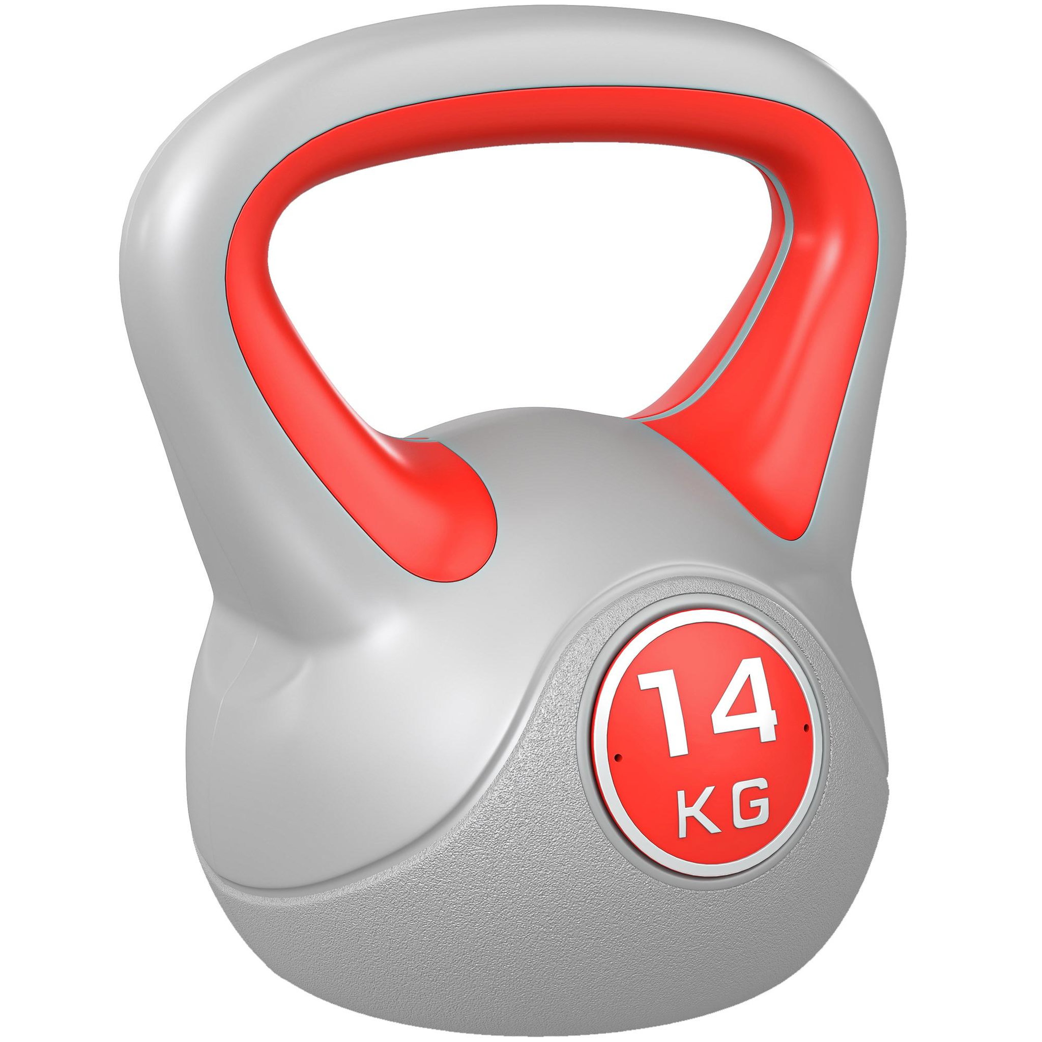 HOMCOM Kettlebell 14 kg - haltère boule - poignée ergonomique - pu gris rouge