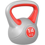 HOMCOM Kettlebell 14 Kg - haltère boule - poignée ergonomique - PU gris rouge