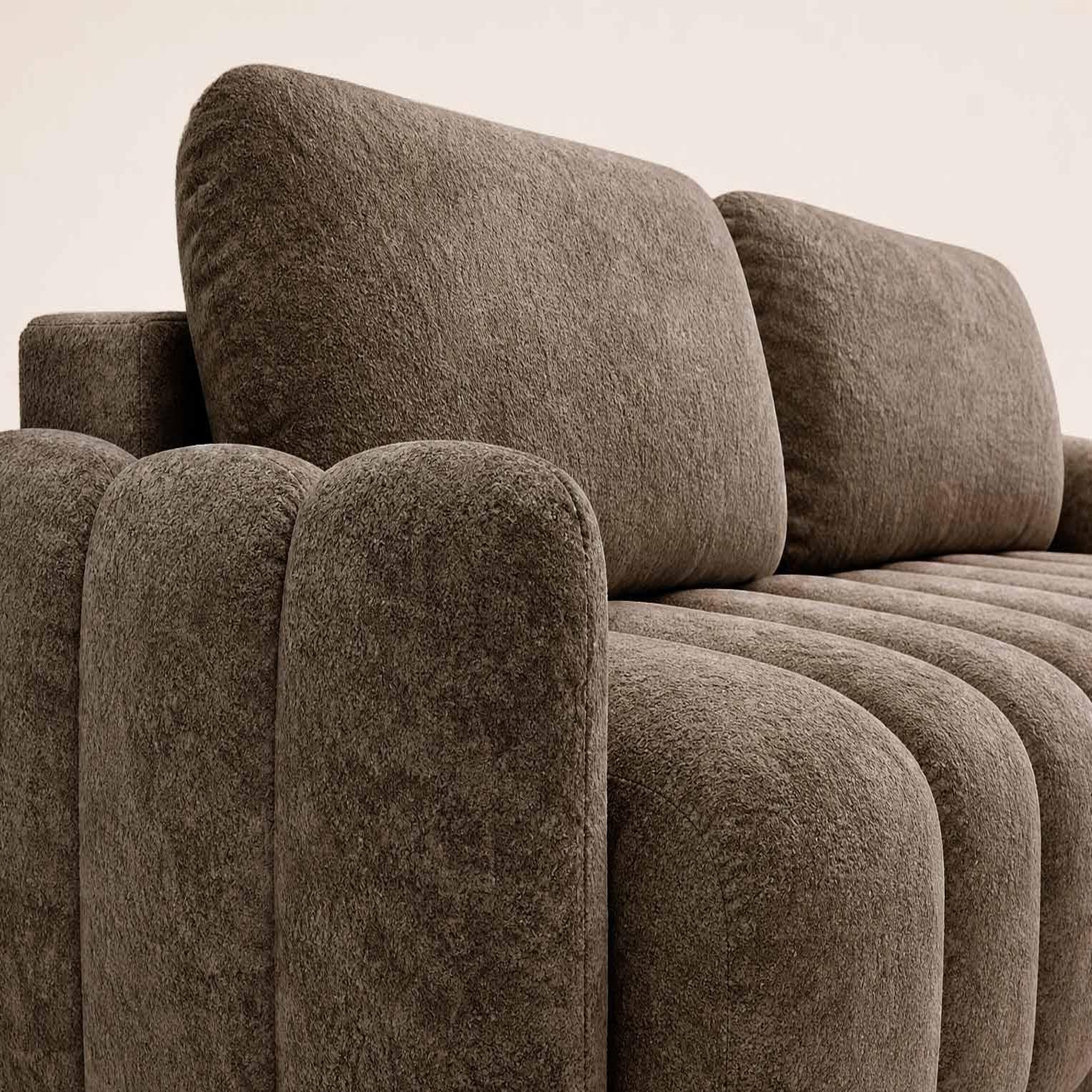 Voir la diapositive 6 : BEST MOBILIER Silvia - canapé droit 3 places convertible avec coffre - en tissu bouclette