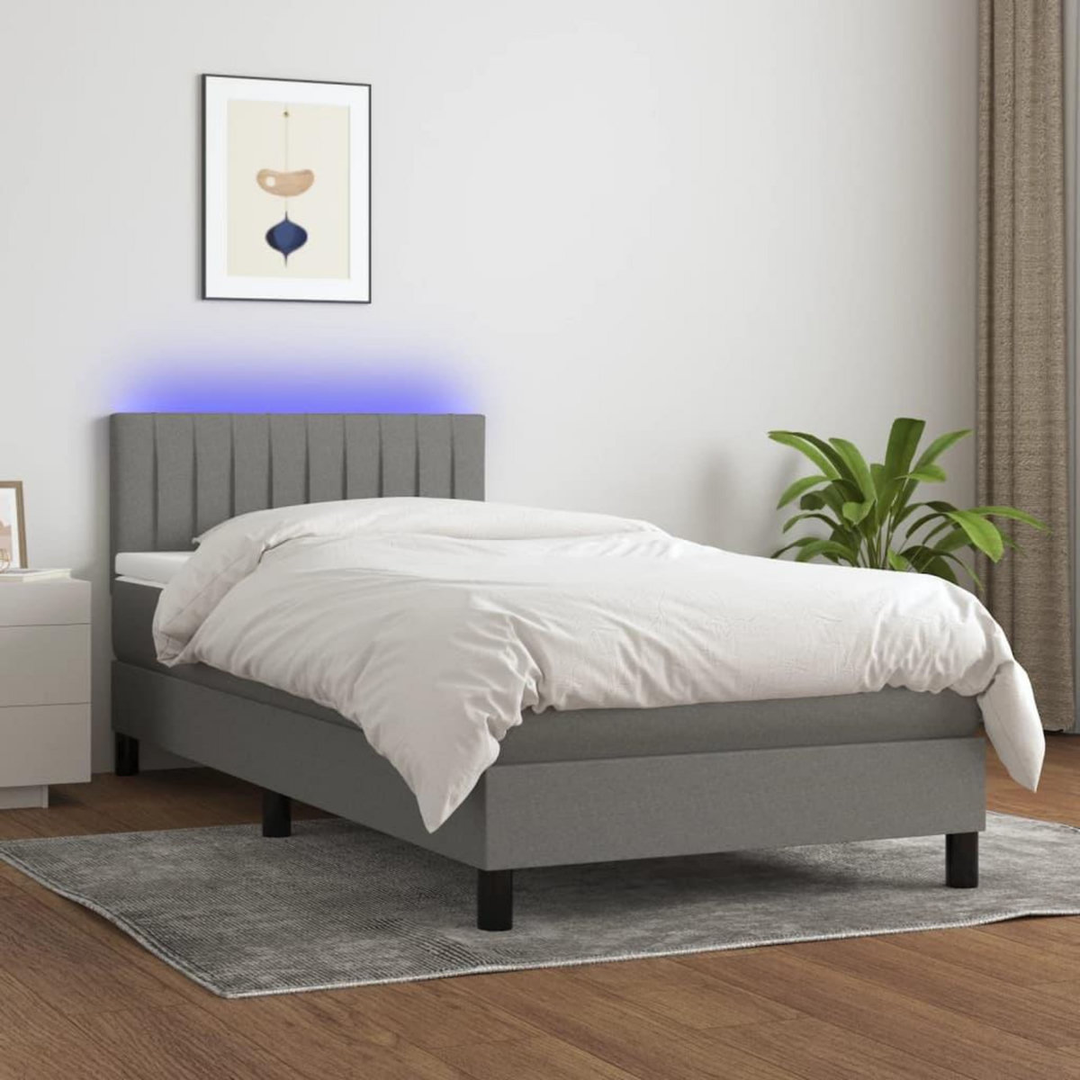 VIDAXL Sommier a lattes de lit avec matelas et LED Gris fonce 80x200cm