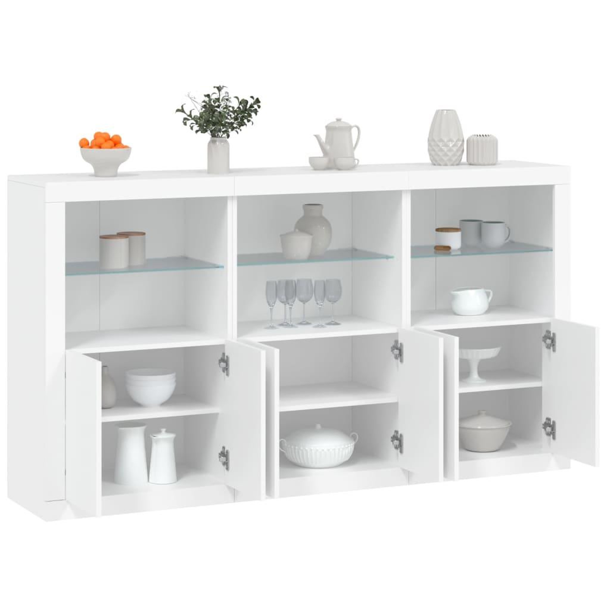VIDAXL Buffet avec lumieres LED blanc 181,5x37x100 cm
