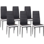 Voir la diapositive 1 : ID MARKET Lot de 6 chaises ROMANE noires bandeau blanc pour salle à manger