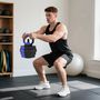 Voir la diapositive 4 : HOMCOM Ensemble d'haltères musculation multifonction 4 en 1 - haltères, kettlebell, push-up support, Olympic barre - total 25Kg - PVC bleu noir