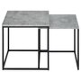 IDIMEX Lot de 2 tables d'appoint ISTANBUL tables basses de salon gigognes bouts de canapé cadre en métal noir et plateau décor béton foncé