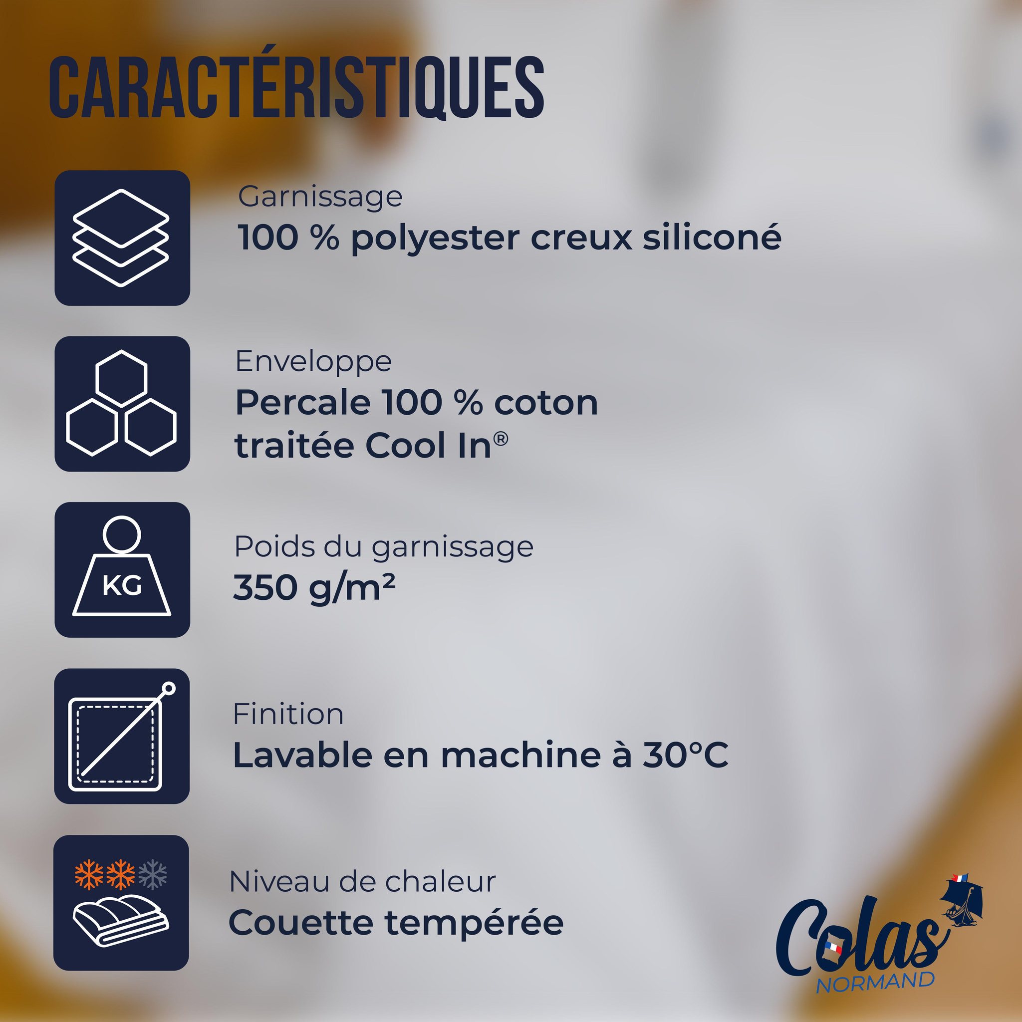 Voir la diapositive 5 : COLAS NORMAND Couette thermorégulante tempérée -240x220 cm