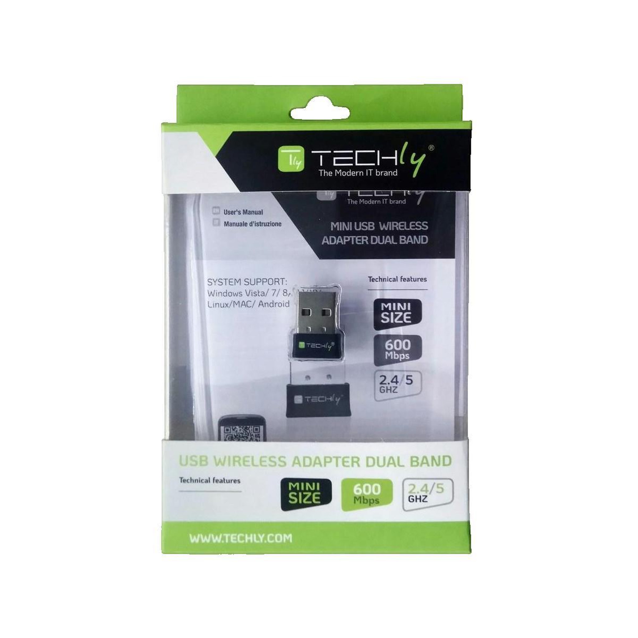 Voir la diapositive 2 : TECHLY Adaptateur sans fil USB Techly Noir 600 Mbps