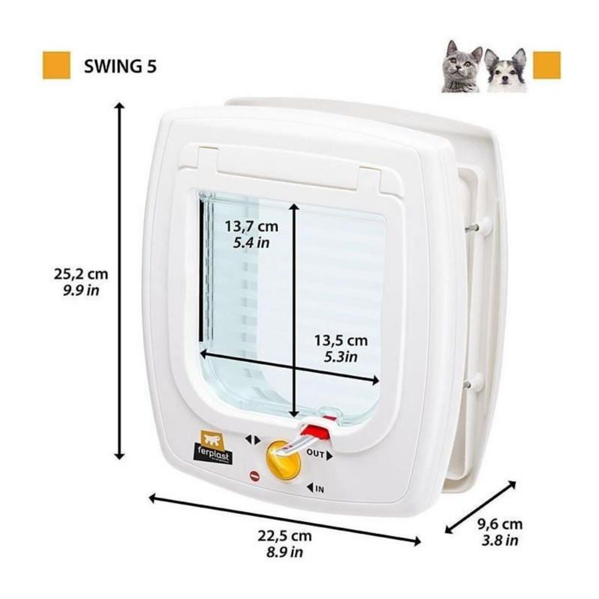 Ferplast Chatiere - FERPLAST - Swing 5 - 22,5 x 16,2 x 25,2 cm - Gris