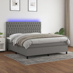 VIDAXL Sommier a lattes de lit et matelas et LED Gris fonce 180x200 cm