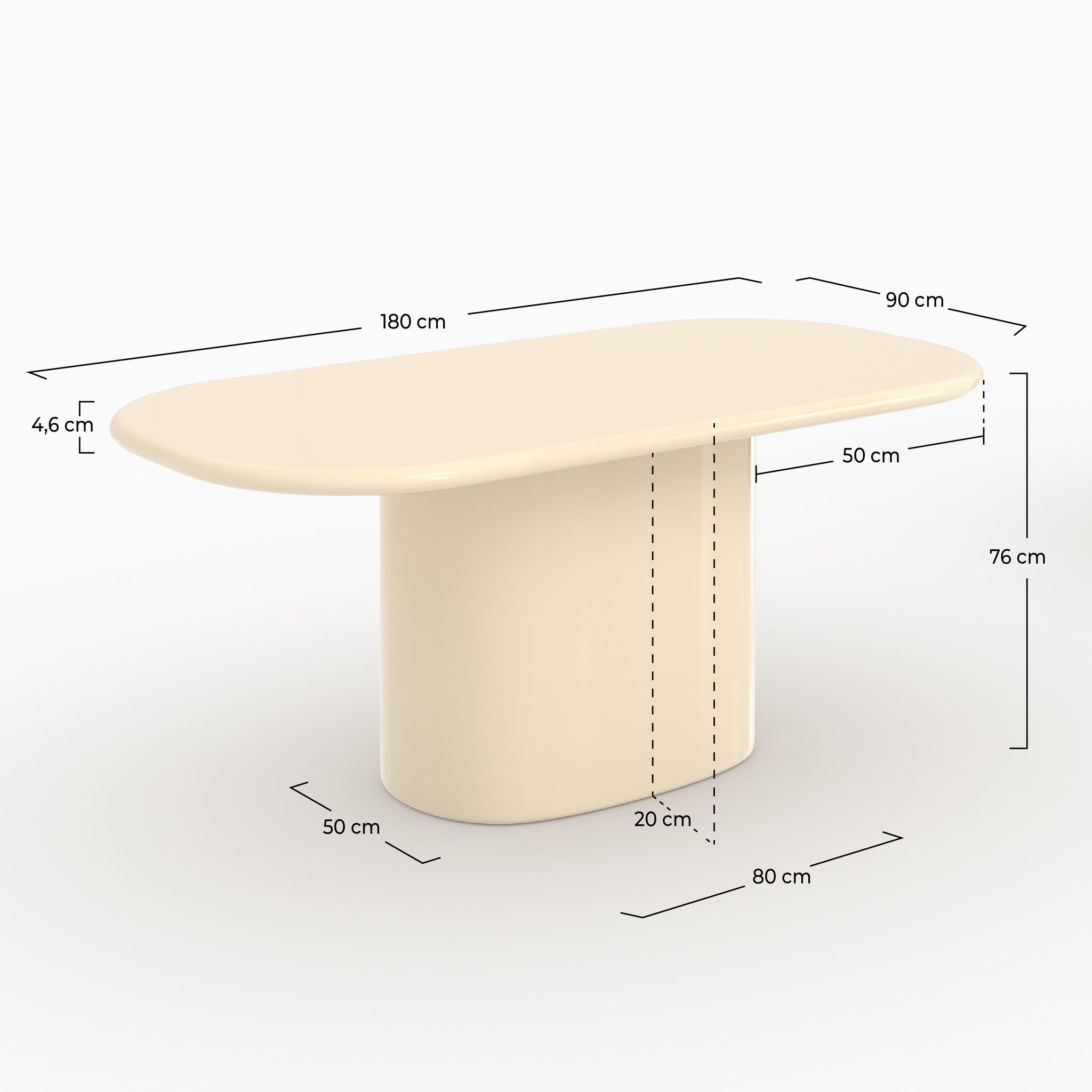 Voir la diapositive 4 : MAISON PAVANE Table rectangulaire en mdf laqué blanc cassé, 6 personnes-lydia
