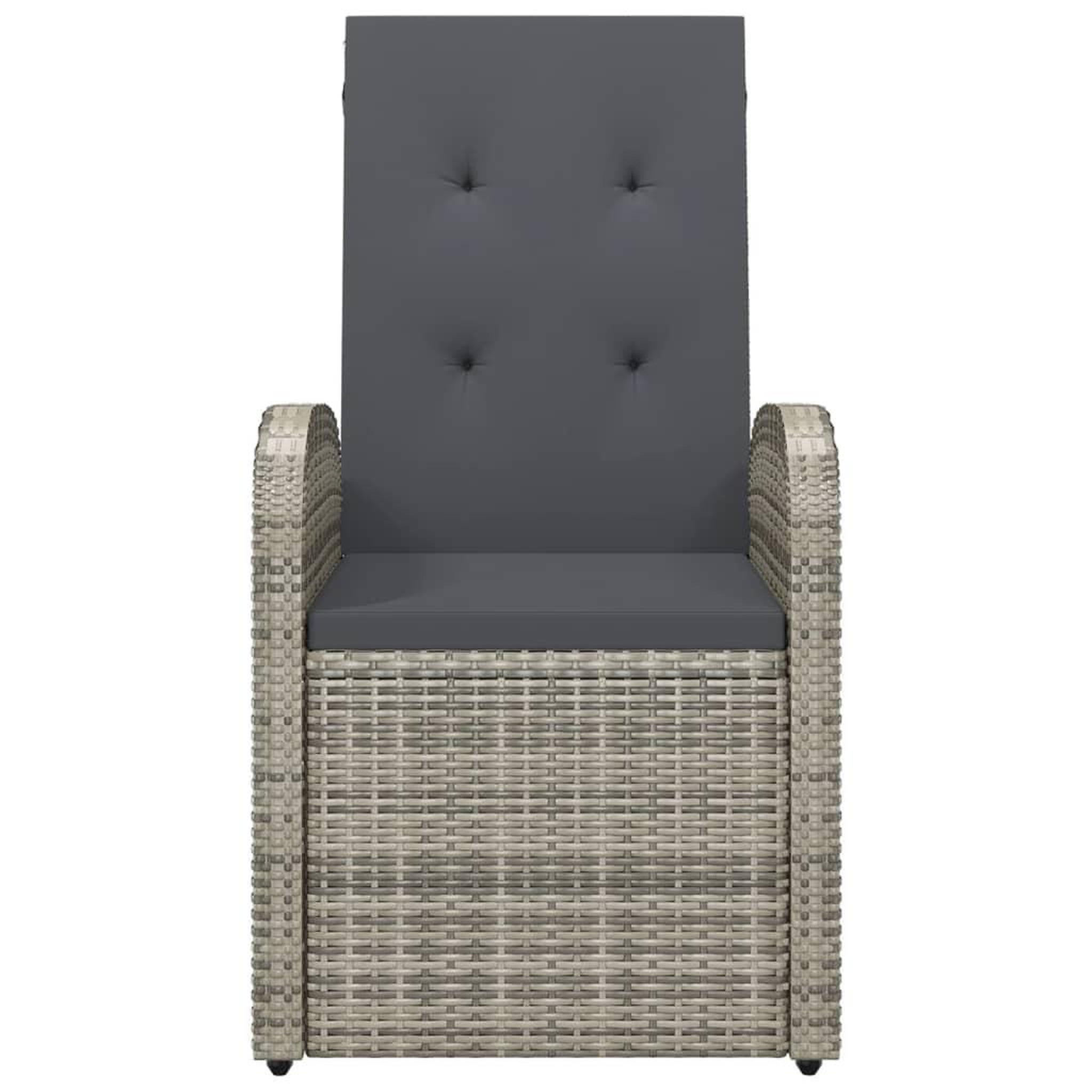 Voir la diapositive 4 : VIDAXL Chaise inclinable de jardin 2pc et coussins Resine tressee Gris