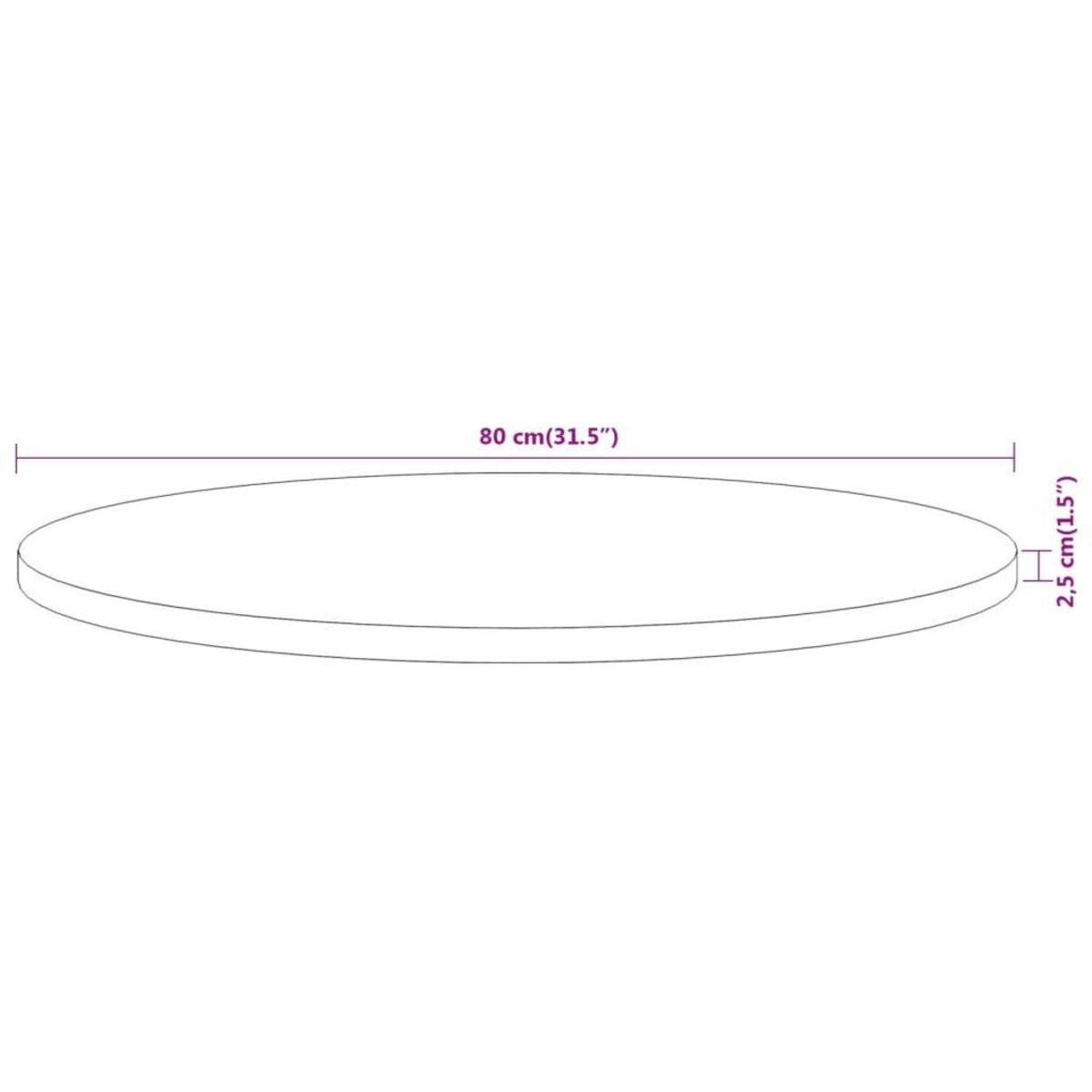 VIDAXL Dessus de table Ø80x2,5 cm rond bois massif d'acacia