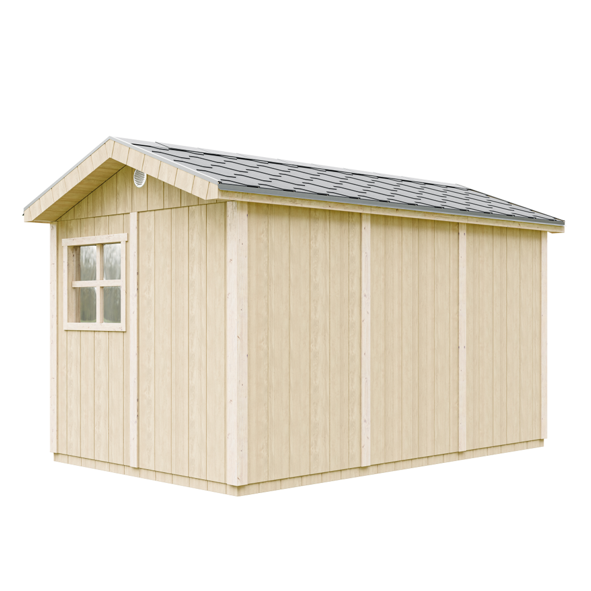 Voir la diapositive 2 : TIMBELA Abri de Jardin Qualité Premium 8,68 m² H252x250x412cm Avec un sol et des bardeaux bitumineux M914A