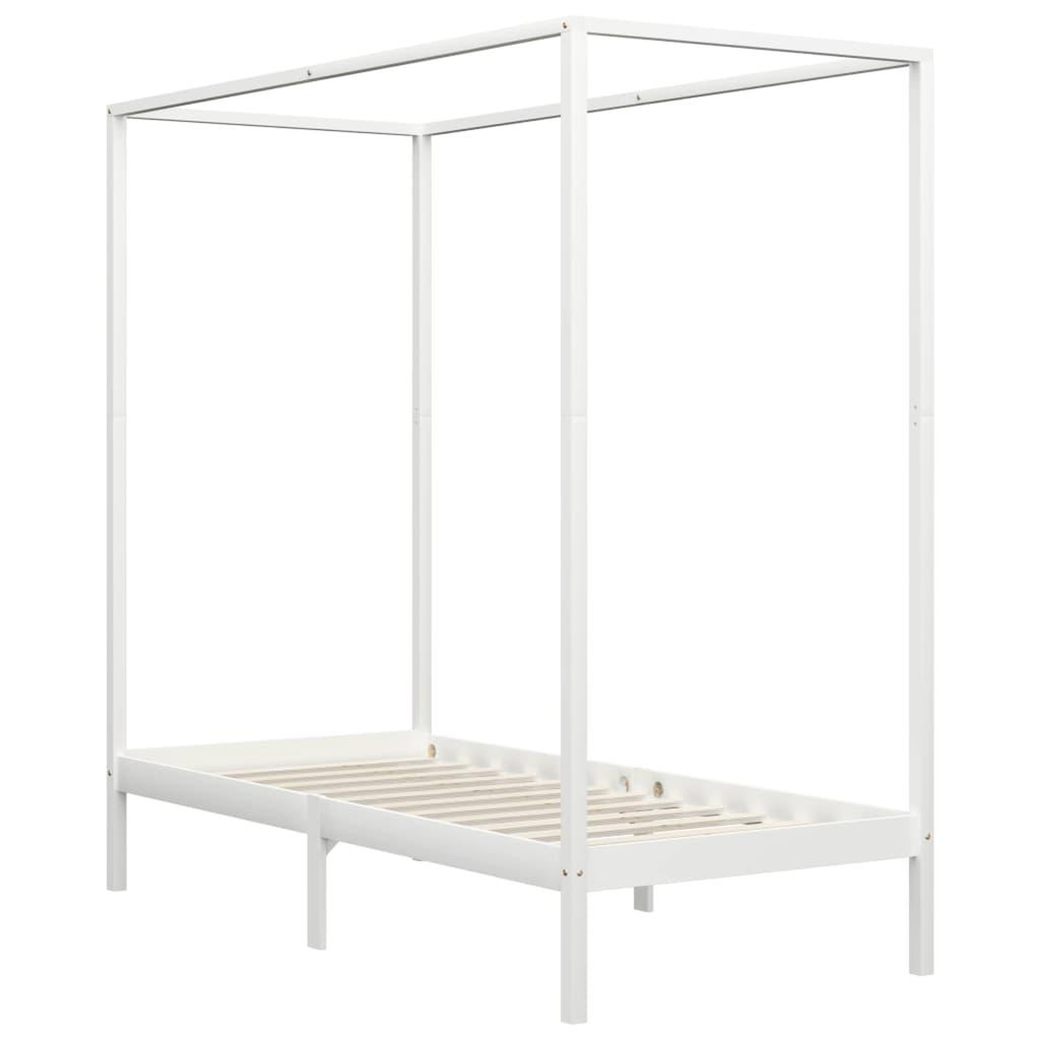 Voir la diapositive 2 : VIDAXL Cadre de lit a baldaquin Blanc Bois de pin massif 100x200 cm