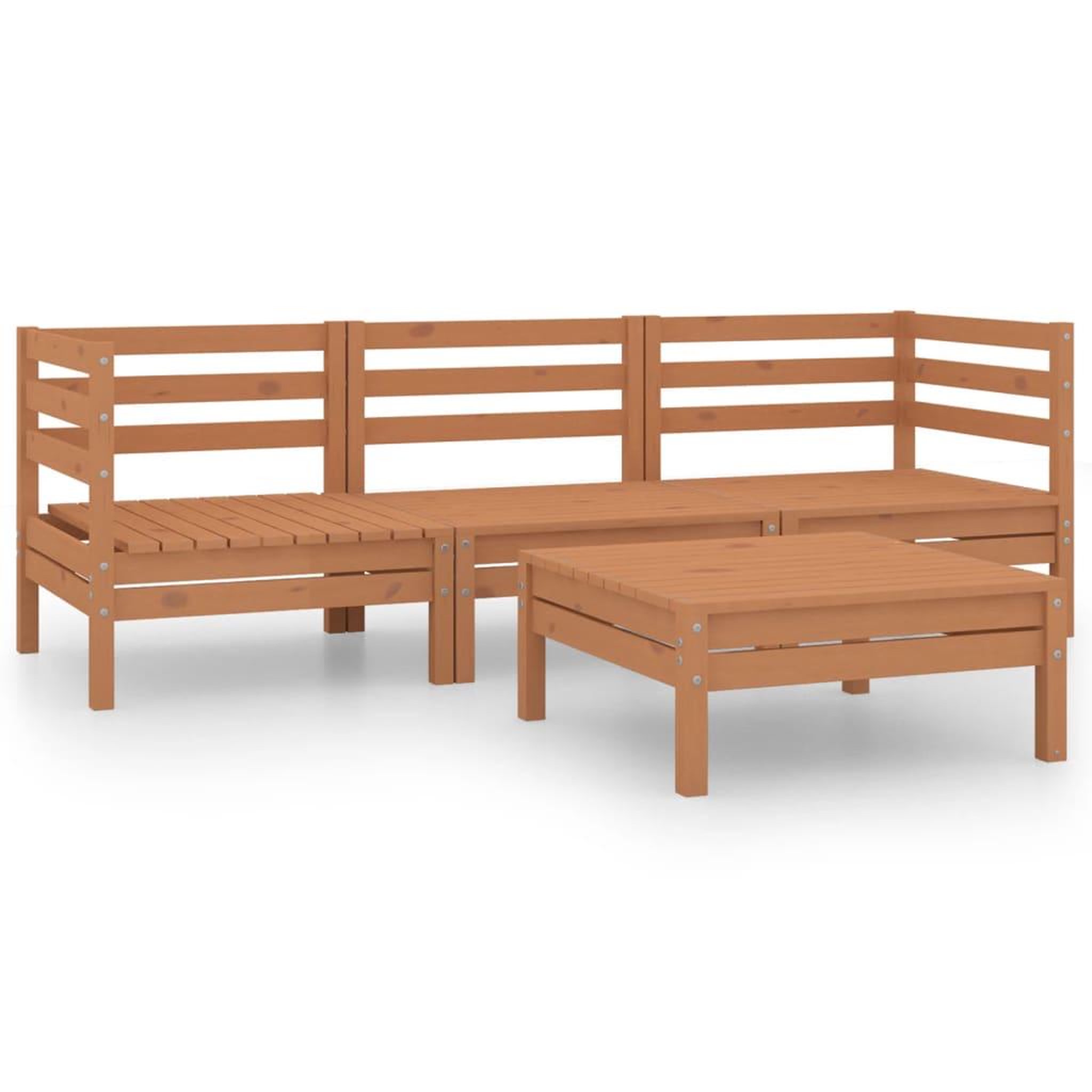 Voir la diapositive 2 : VIDAXL Salon de jardin 4 pcs marron miel bois de pin massif