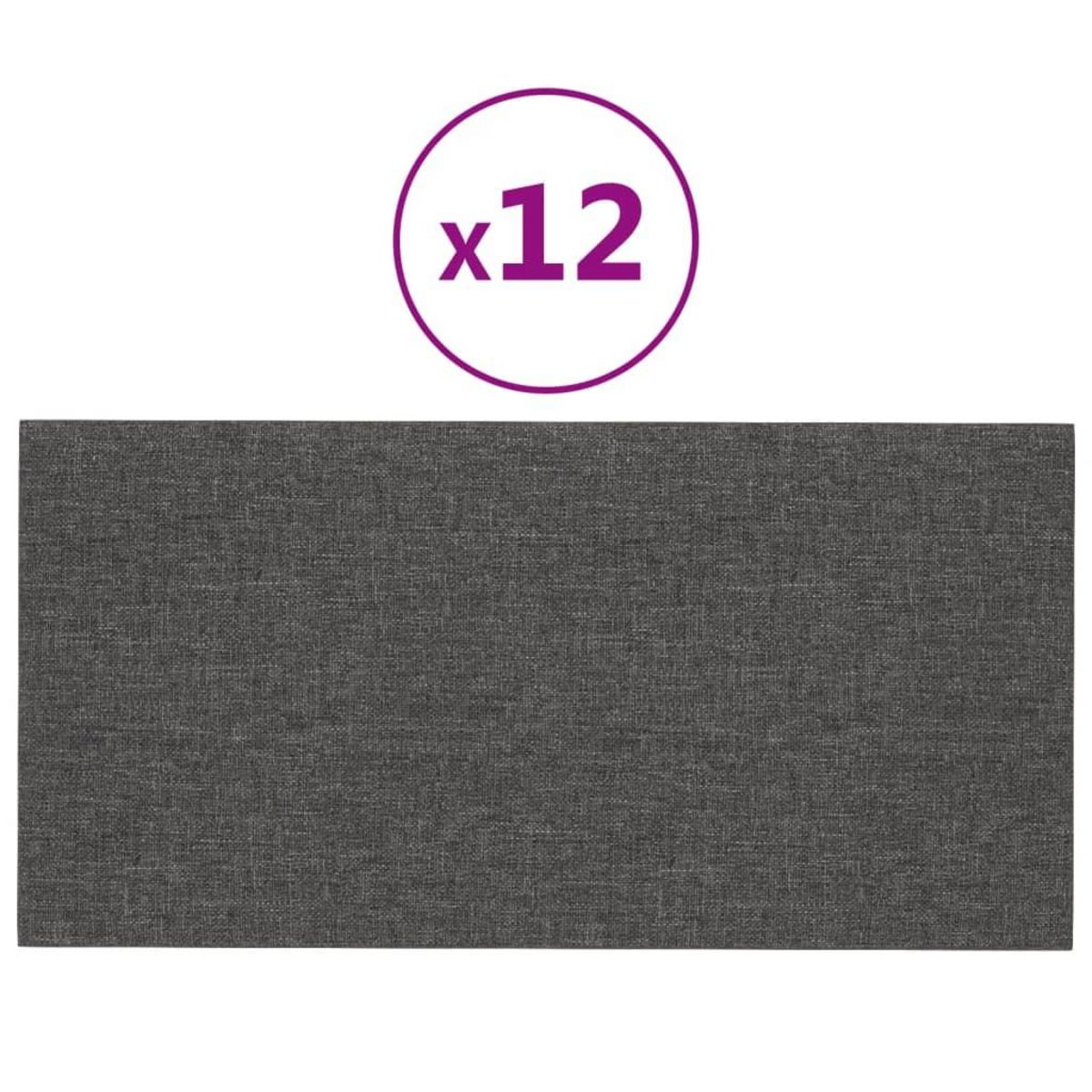 VIDAXL Panneaux muraux 12 pcs Gris fonce 60x30 cm Tissu 2,16 m²