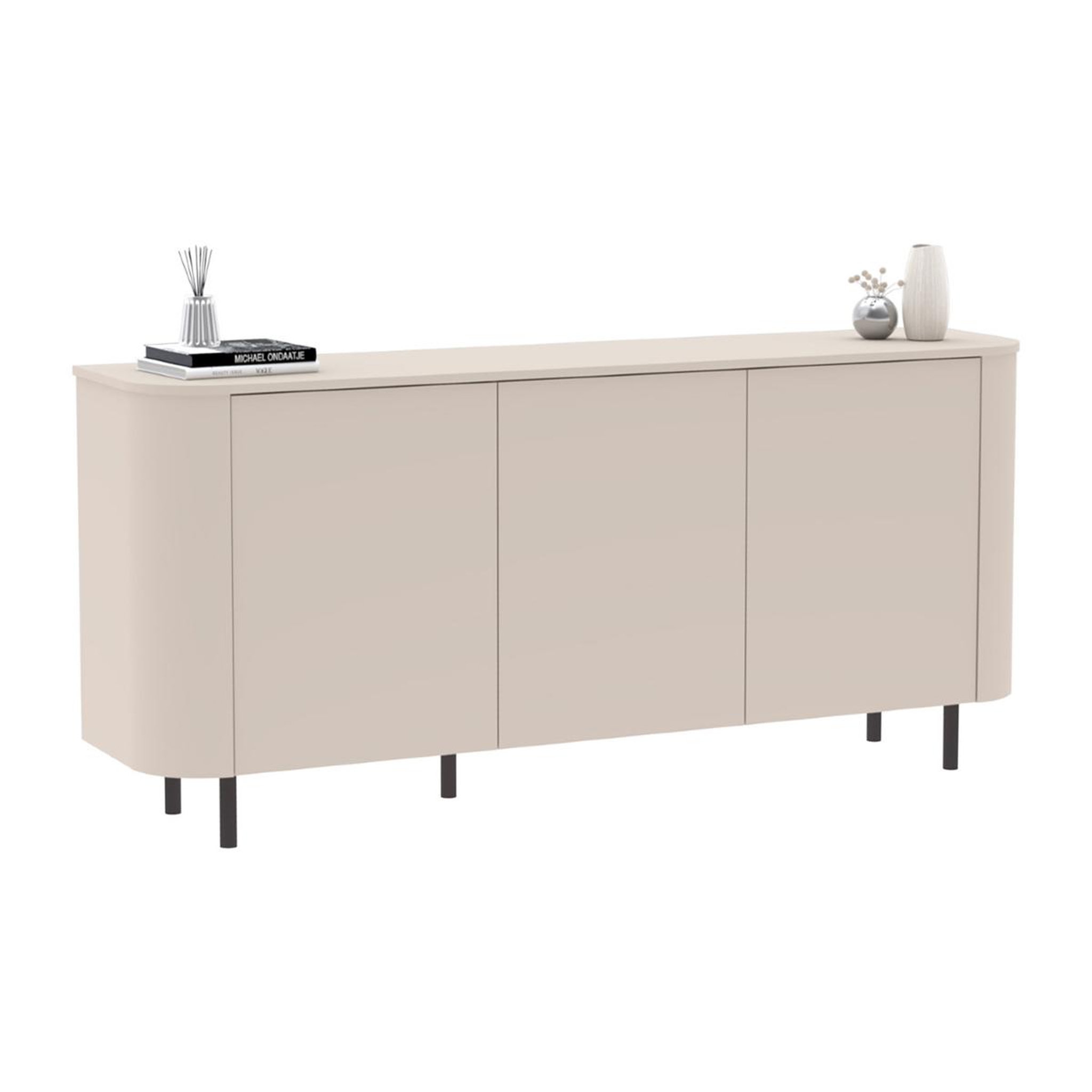 JLC KREATION Buffet bas arrondi beige cachemire 180cm olga