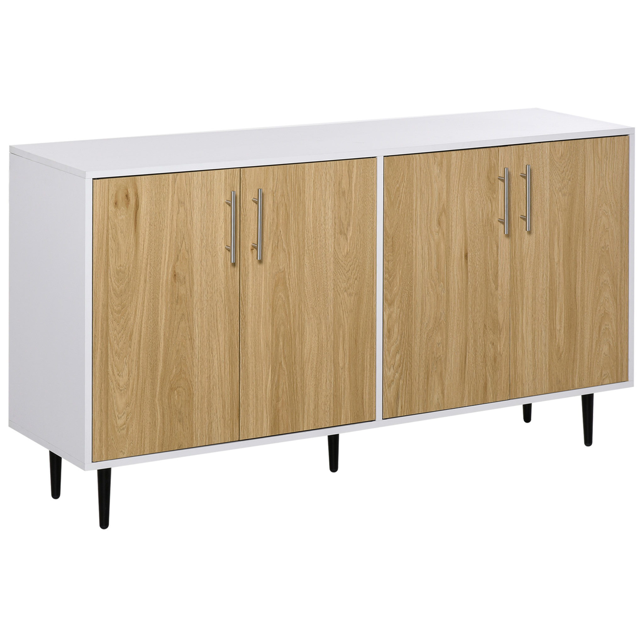 Voir la diapositive 1 : HOMCOM Buffet meuble de rangement 2 placards 2 portes avec étagères réglables blanc chêne clair