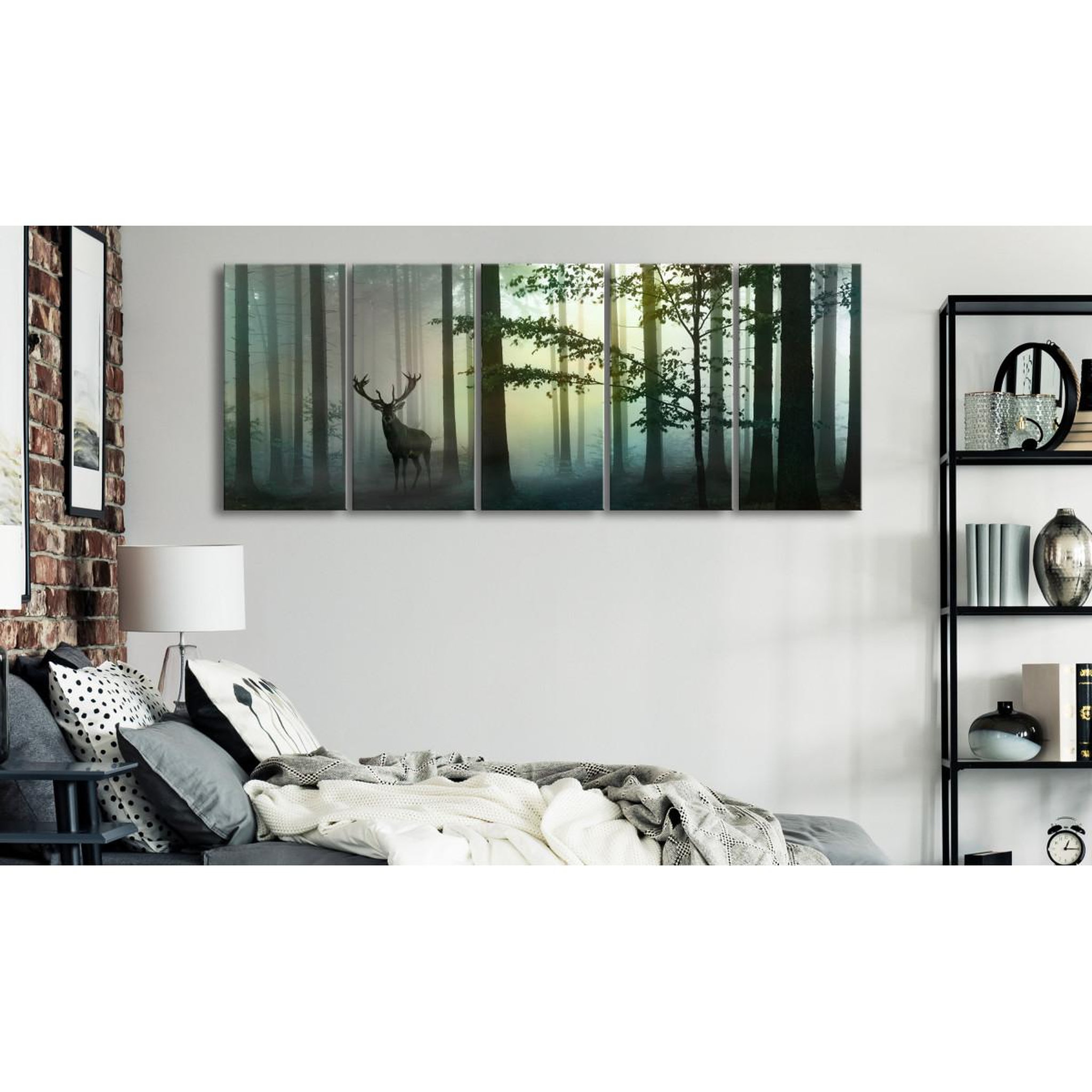 Voir la diapositive 2 : Paris Prix Tableau Imprimé 5 Panneaux  Morning Narrow Green