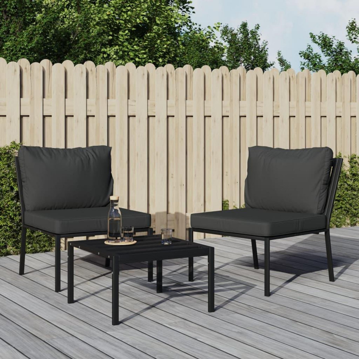 VIDAXL Chaises de jardin avec coussins gris lot de 2 60x74x79 cm acier