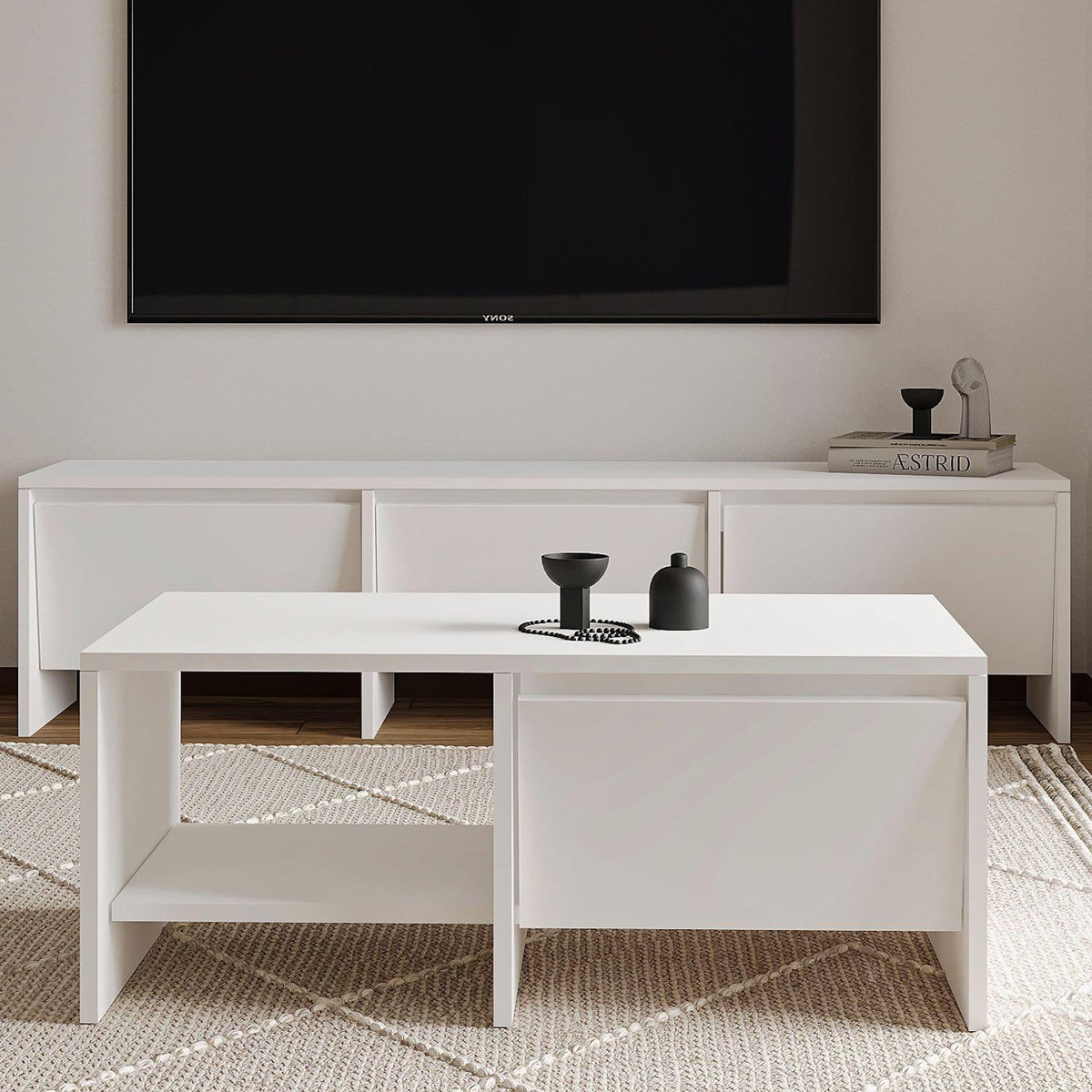 Habitat et Jardin Table basse en bois  Laris  - 90 x 45 x 35 cm - Blanc