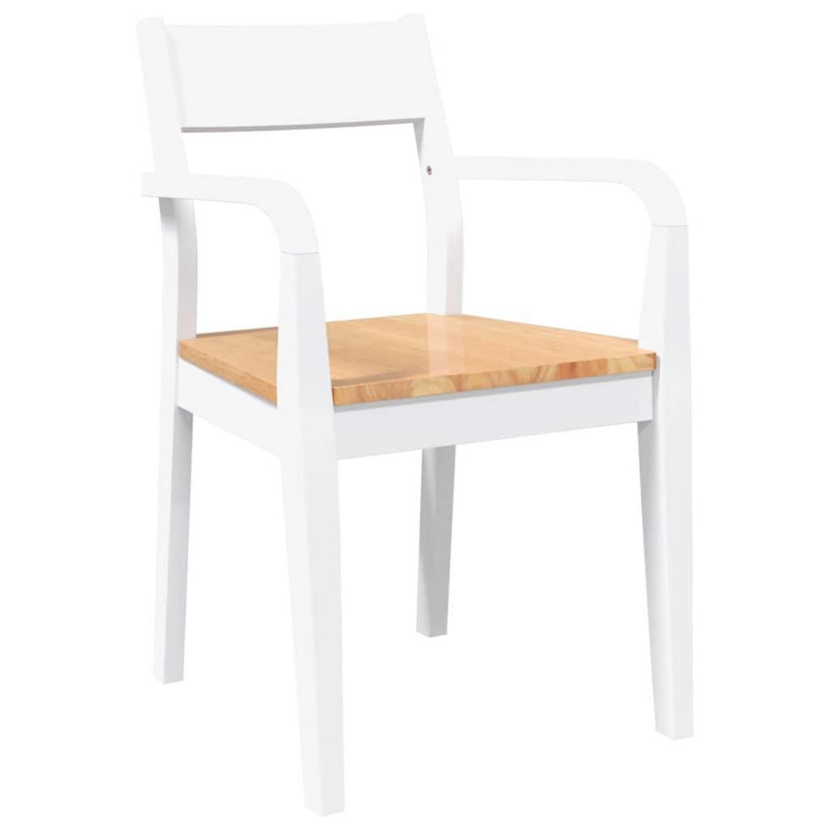 VIDAXL Chaises a manger 2 pcs blanc bois massif caoutchouc