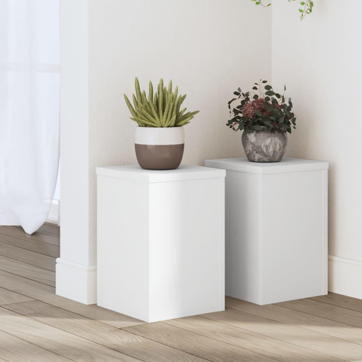 VIDAXL Supports pour plantes 2 pcs blanc 20x20x30 cm bois d'ingenierie