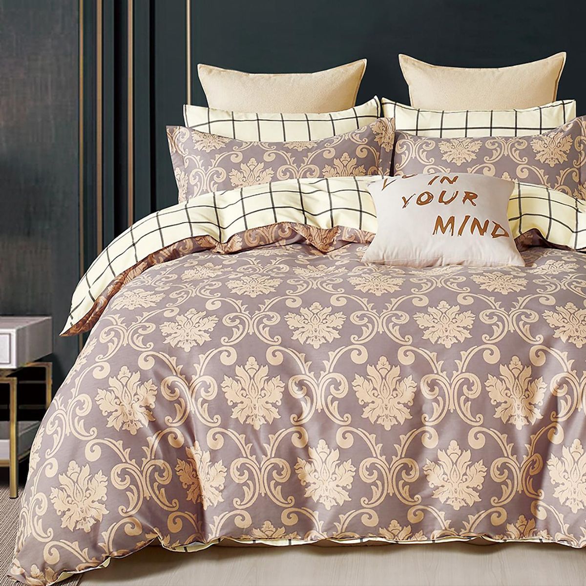 Home collection Parure housse de couette 100 % percale de coton 80 fils Orévance