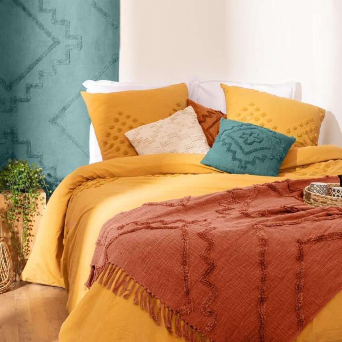 ATMOSPHERA Jeté de Lit Tufté  Inca  130x180cm Terracotta