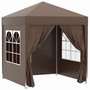 Voir la diapositive 1 : OUTSUNNY Tonnelle de jardin tente pliante barnum pop-up 2 x 2 m 4 parois latérales amovibles 2 fenêtres sac de transport pour camping, festival, plage, jardin chocolat