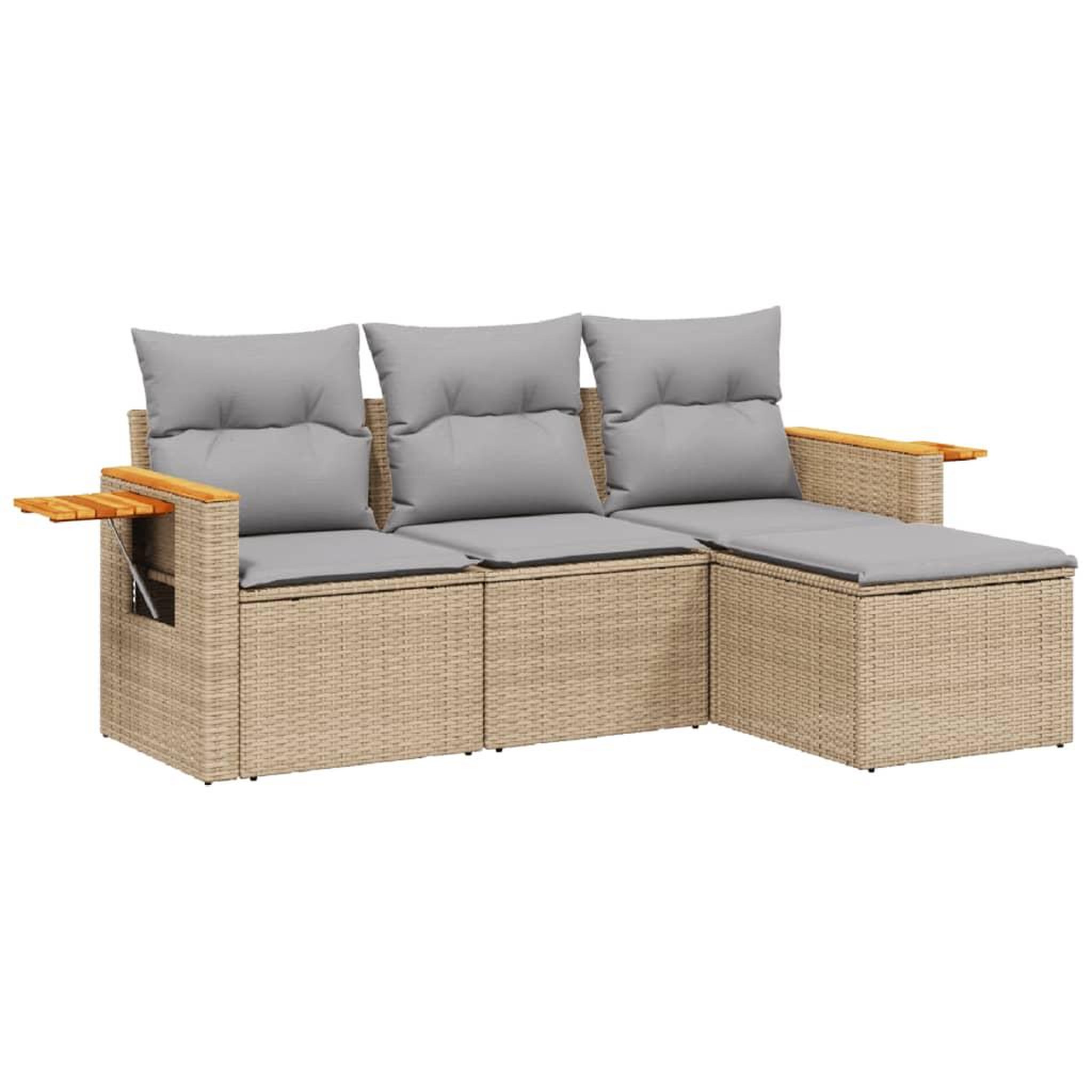 Voir la diapositive 2 : VIDAXL Salon de jardin avec coussins 4 pcs beige resine tressee