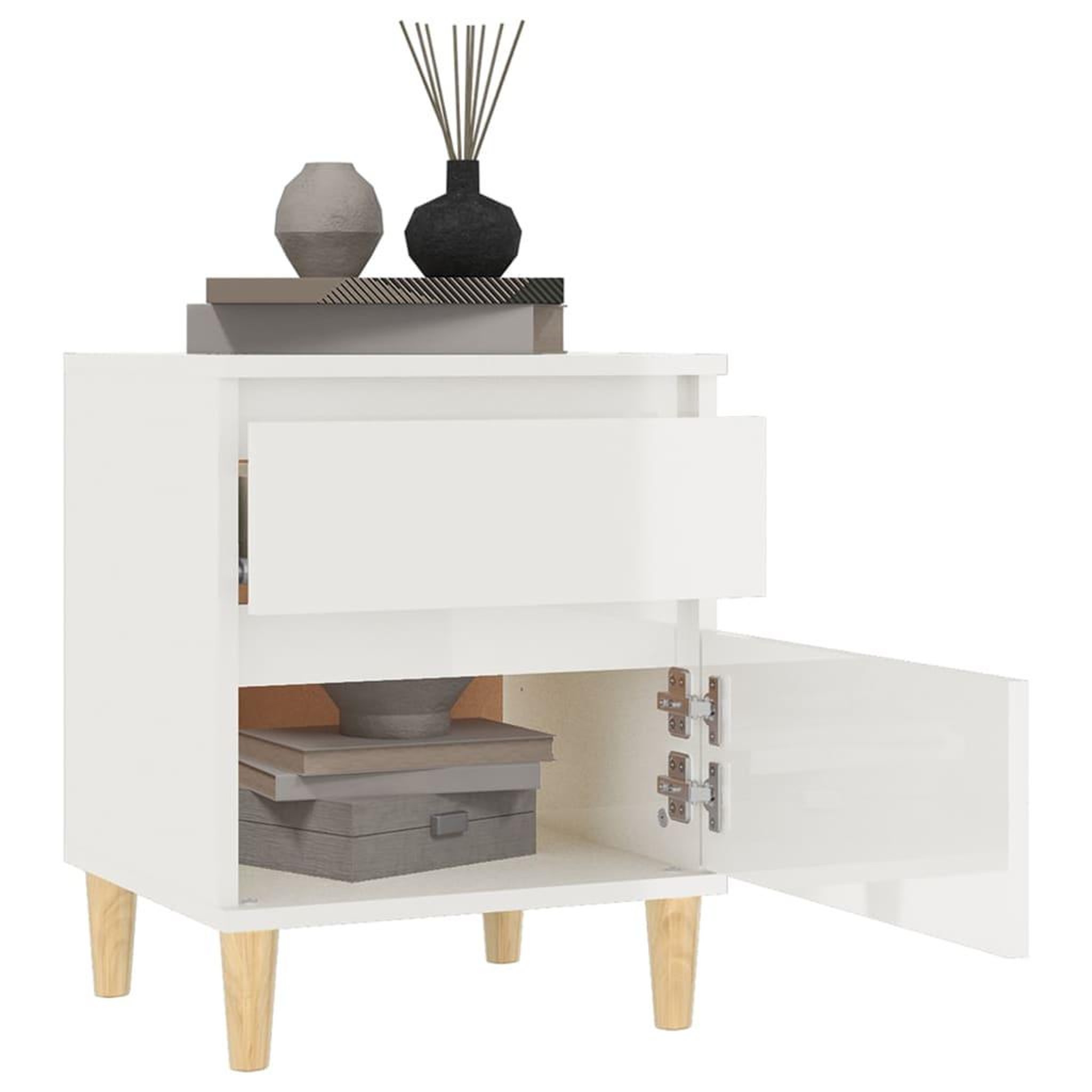 Voir la diapositive 4 : VIDAXL Table de chevet Blanc brillant 40x35x50 cm
