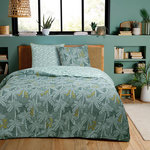 FUTURE HOME Parure de lit double palmiers en microfibre lavée. Coloris disponibles : Vert