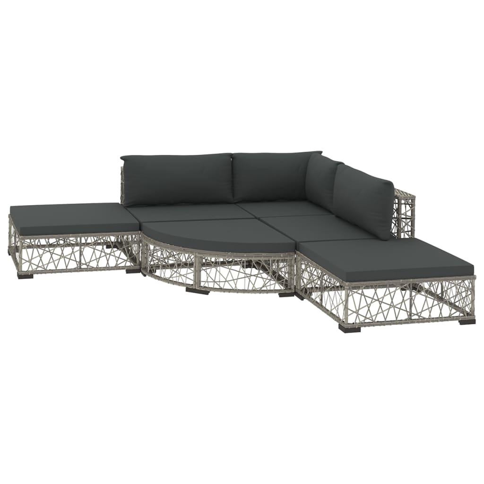 VIDAXL Salon de jardin 6 pcs avec coussins resine tressee gris