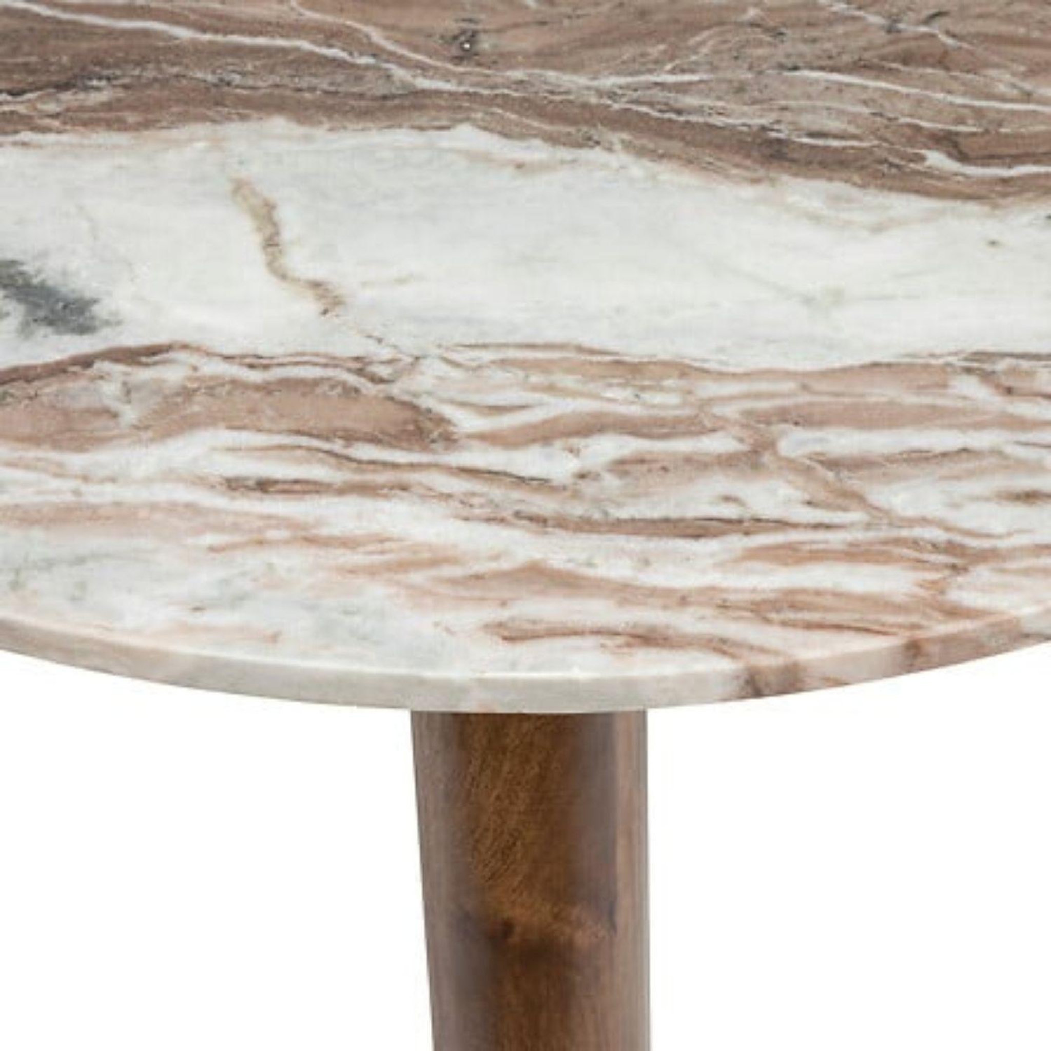 Voir la diapositive 3 : ATMOSPHERA Table basse en marbre et manguier coppa - beige