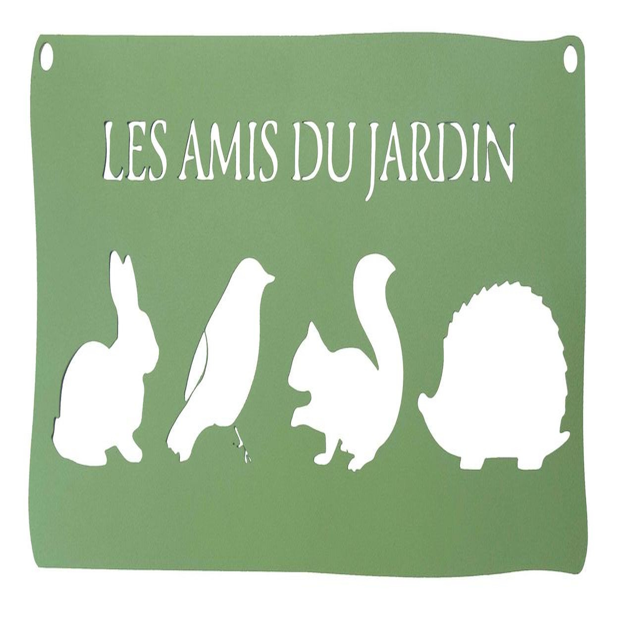 CENTRALE BRICO Pancarte décorative en métal  Les amis du jardin  - 25,5x12,5cm - vert pâle