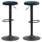 TOILINUX Lot de 2 Tabourets de bar Finch avec repose pieds et hauteur réglable en tissu et métal. Coloris disponibles : Gris, Vert