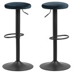 TOILINUX Lot de 2 Tabourets de bar Finch avec repose pieds et hauteur réglable en tissu et métal. Coloris disponibles : Gris, Vert