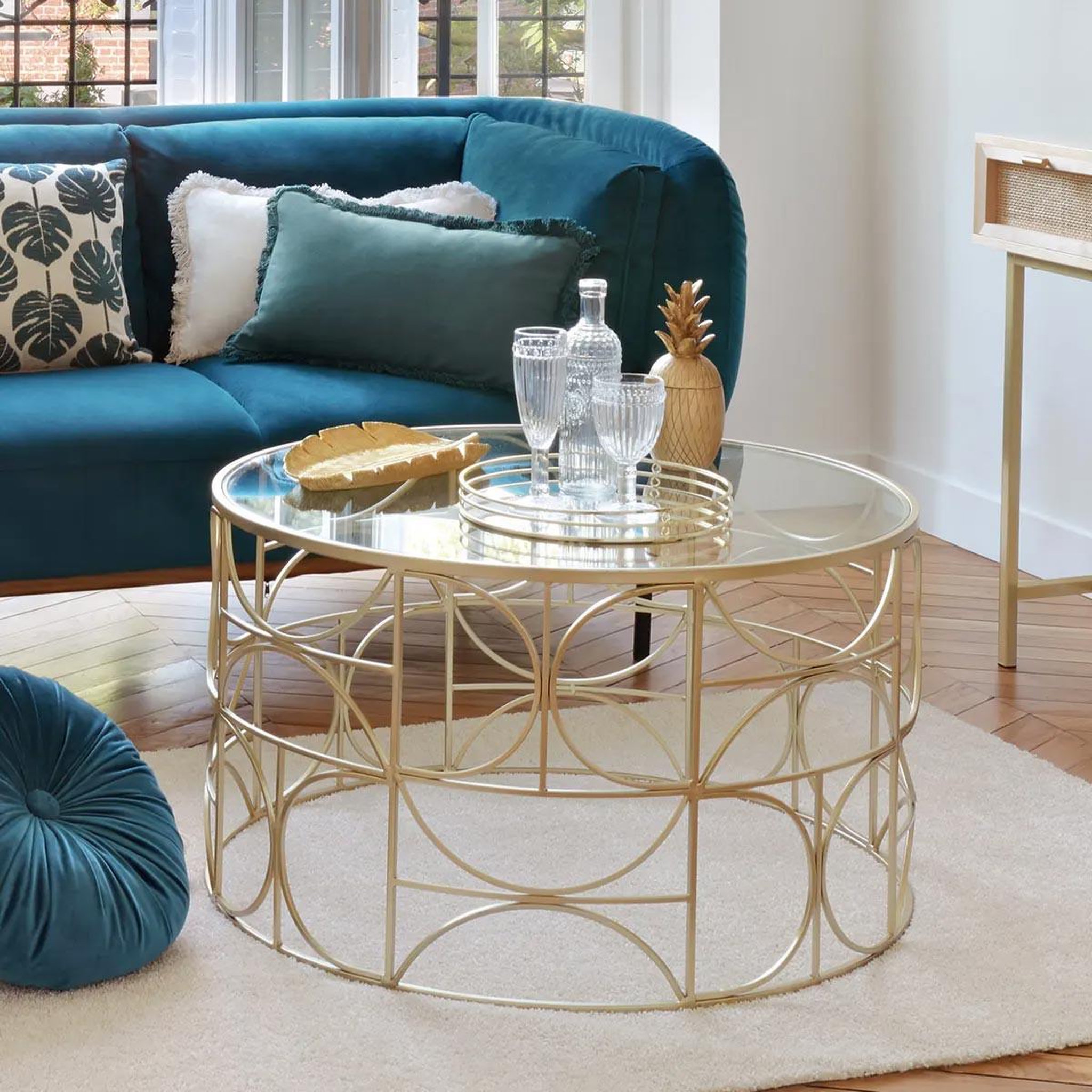 Voir la diapositive 2 : ATMOSPHERA Table basse ronde design  suite  71cm or