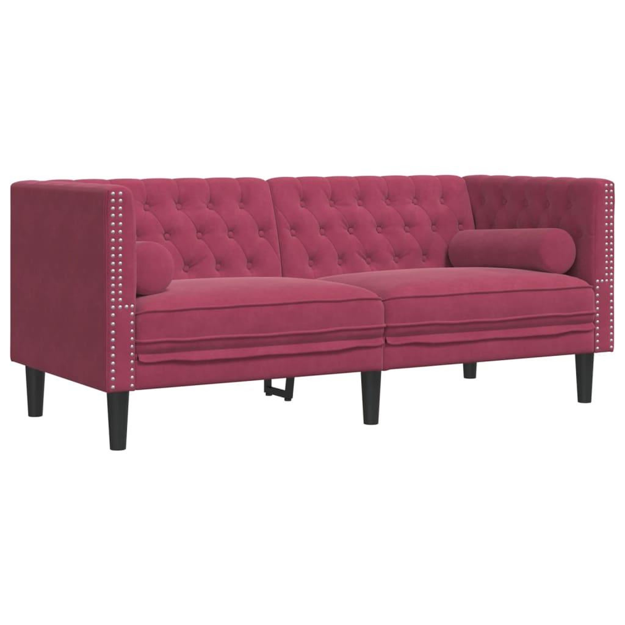 Voir la diapositive 2 : VIDAXL Canape Chesterfield avec traversins 2 places velours