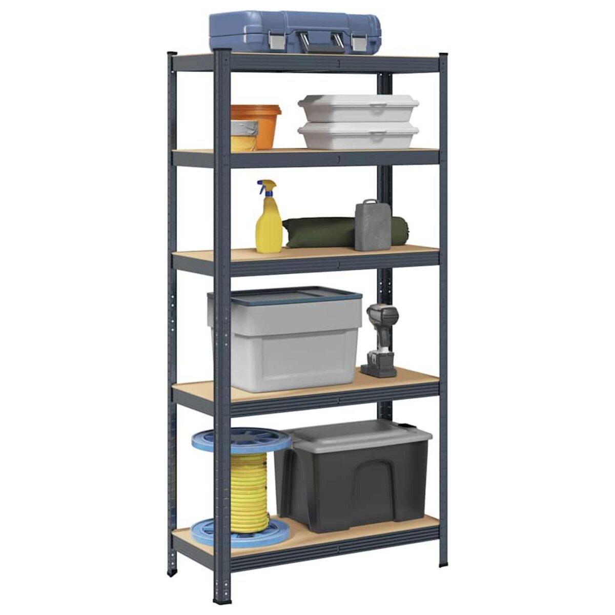 VIDAXL Etagere de rangement 5 niveaux Anthracite Acier bois ingenierie
